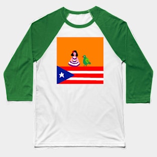 Sporty Puerto Rico Design on Green Background Baseball T-Shirt